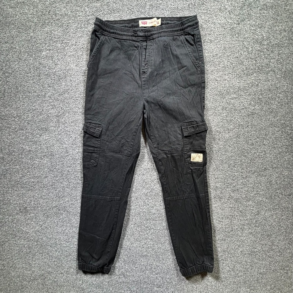Levi's Cargo Pant Boys XL Black Cotton Tapered Relaxed Jogger Running Stretch
